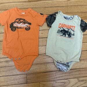 Carhartt Orange and Cream Baby Bodysuit Set